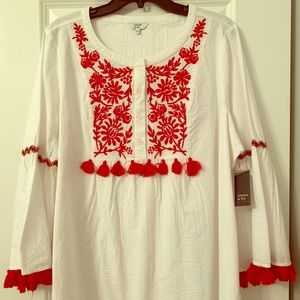 Crown & Ivy Picnic Party Free Spirit Tassel Shirt